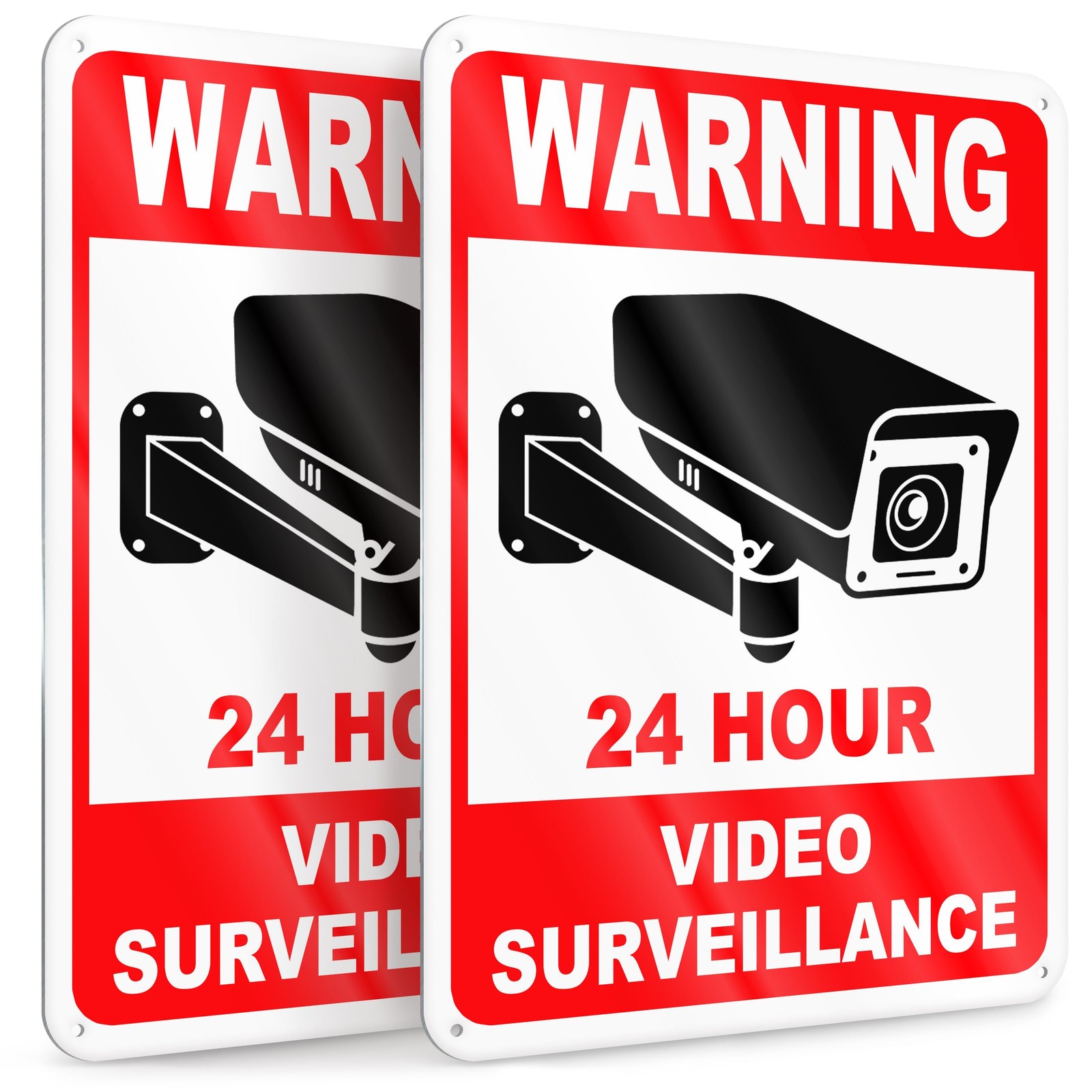 2 Pack 24 Hour Video Surveillance Sign 10×7 Inch for Home Office Business
