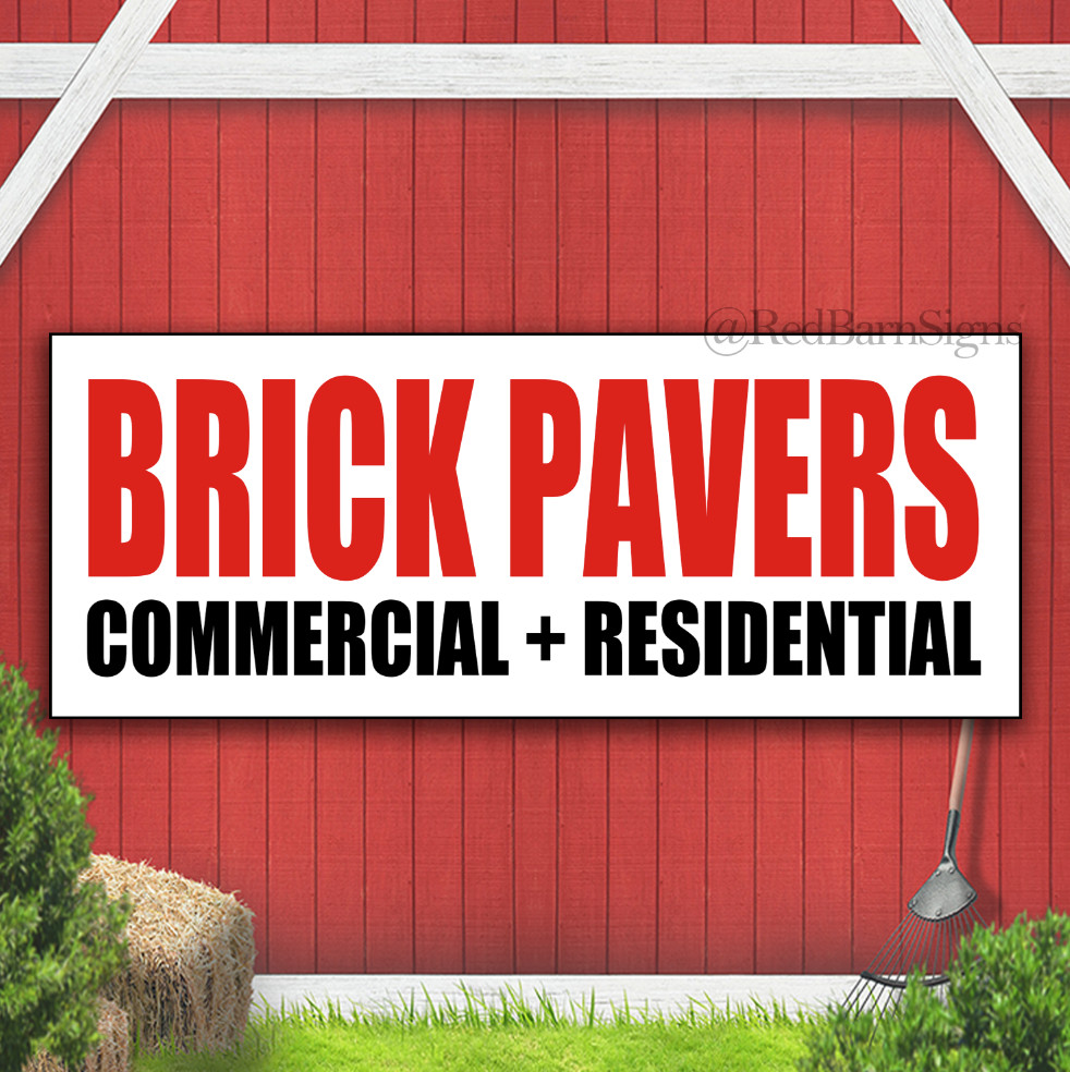 Brick Pavers Commercial + Residential Indoor Outdoor Banner Sign with grommets