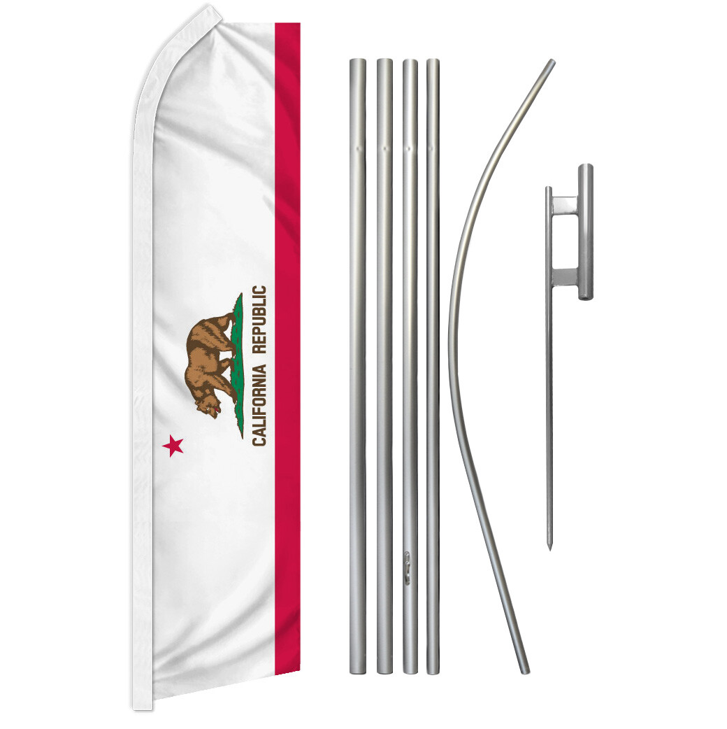 California Advertising Swooper Feather Flutter Flag & Pole Kit California Flag