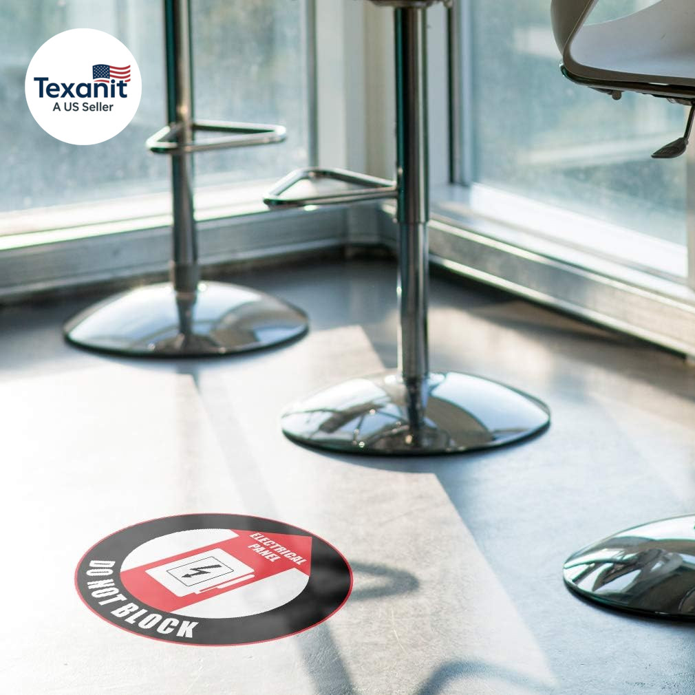 Electrical Panel Do Not Block Floor Decals Red Black Anti-Slip round Shape Lifes