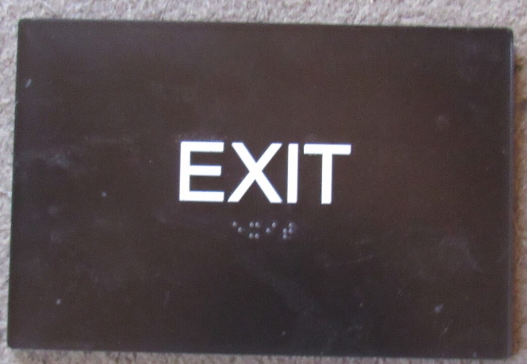 Exit Sign Black Plastic With Brail 9 x 6 inches